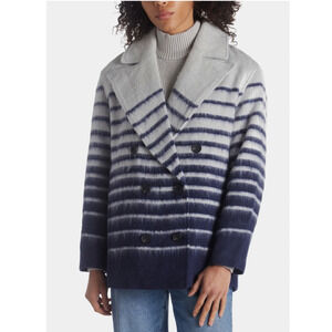 AVEC LES FILLES SAILOR STRIPE DOUBLE-BREASTED PEACOAT NAVY NWT WOMEN'S‎ SMALL